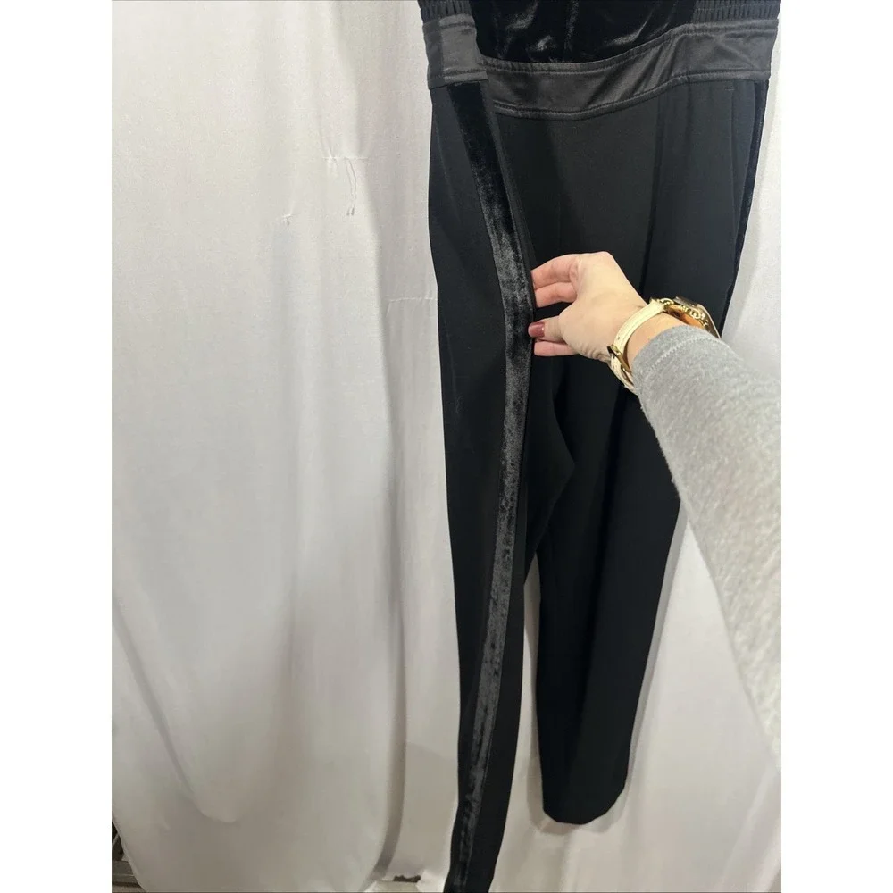 NWT$525 Rebecca Taylor [ 6 ] Velvet & Organza Floral Jumpsuit Violet Black Q1260